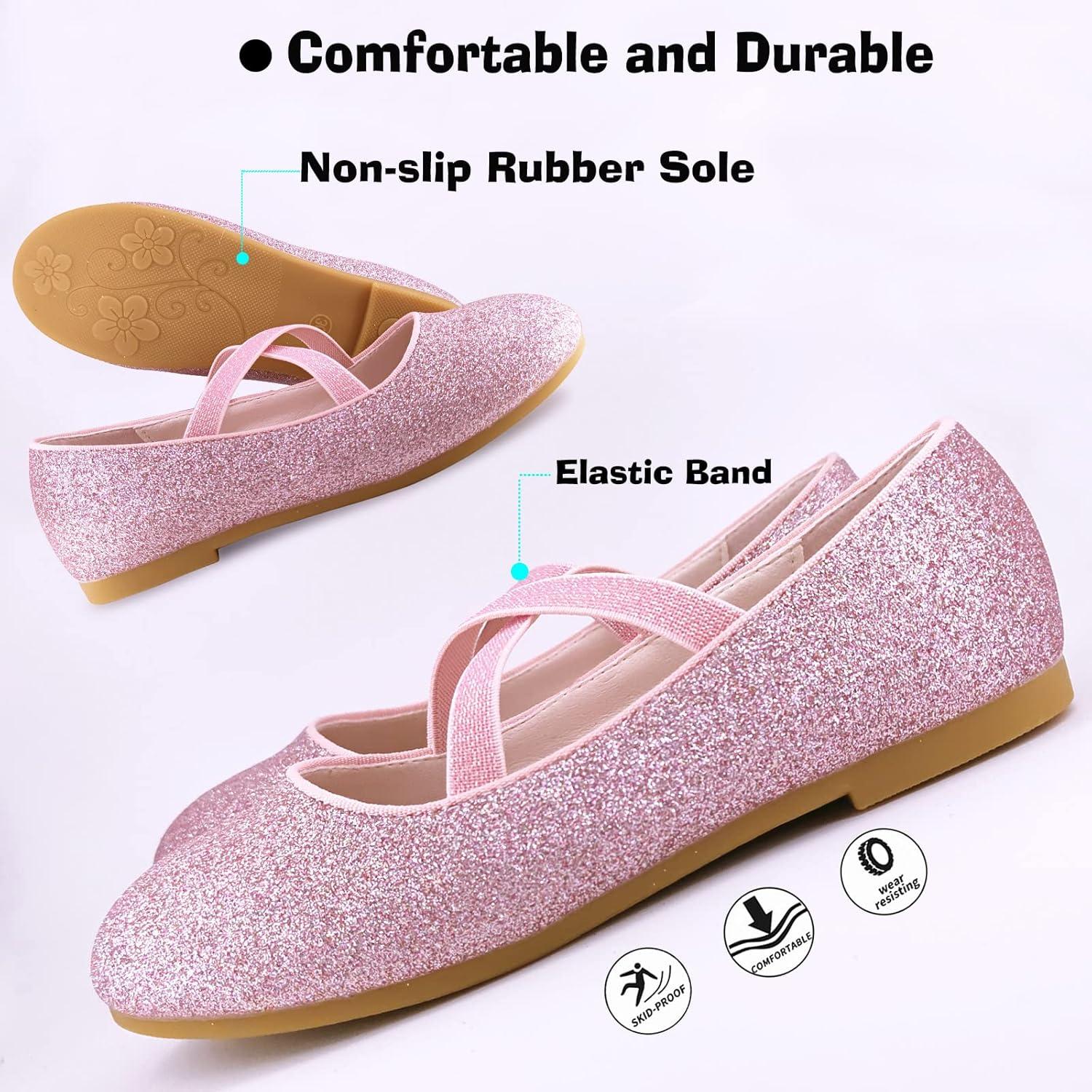 imageMei MACLEOD Girls Mary Jane Shoes Ballerina Shoes Princess Dress Shoes for Party WeddingPink