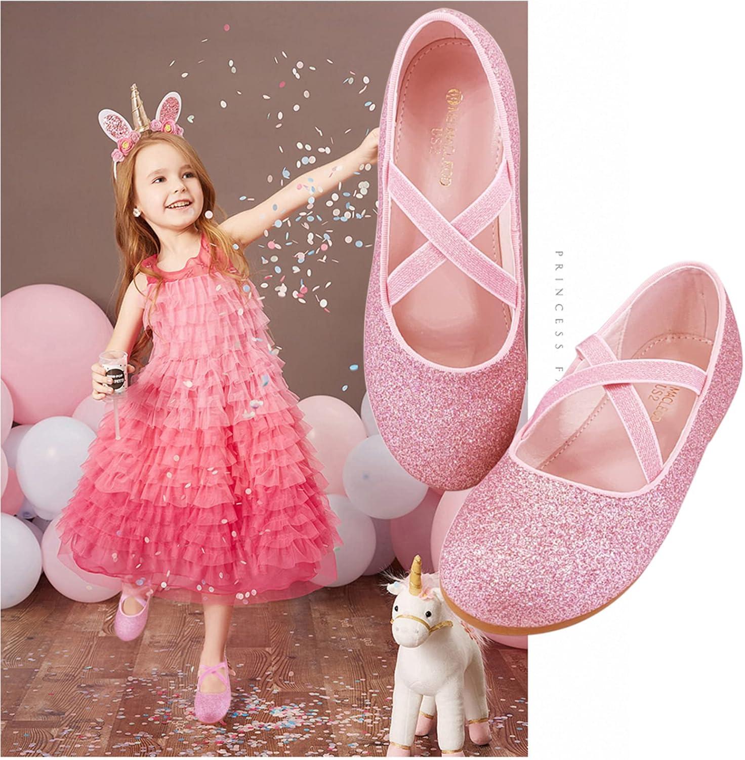 imageMei MACLEOD Girls Mary Jane Shoes Ballerina Shoes Princess Dress Shoes for Party WeddingPink