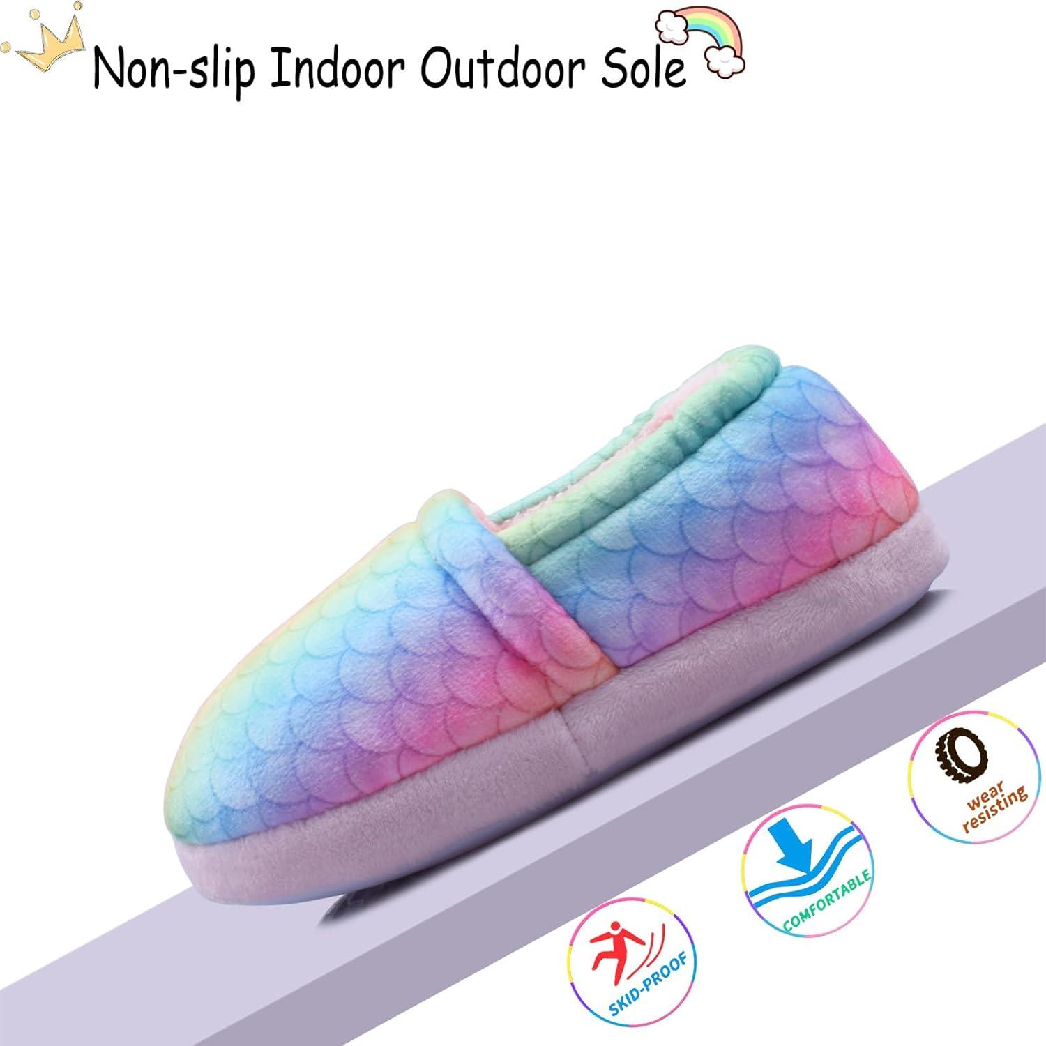 imageMei MACLEOD Mermaid Fluffy House Slippers Fuzzy Glitter Slipper Faux Fur Plush Slipper Slip On Slides Sandal for LittleBig GirlsPinkmeraid a