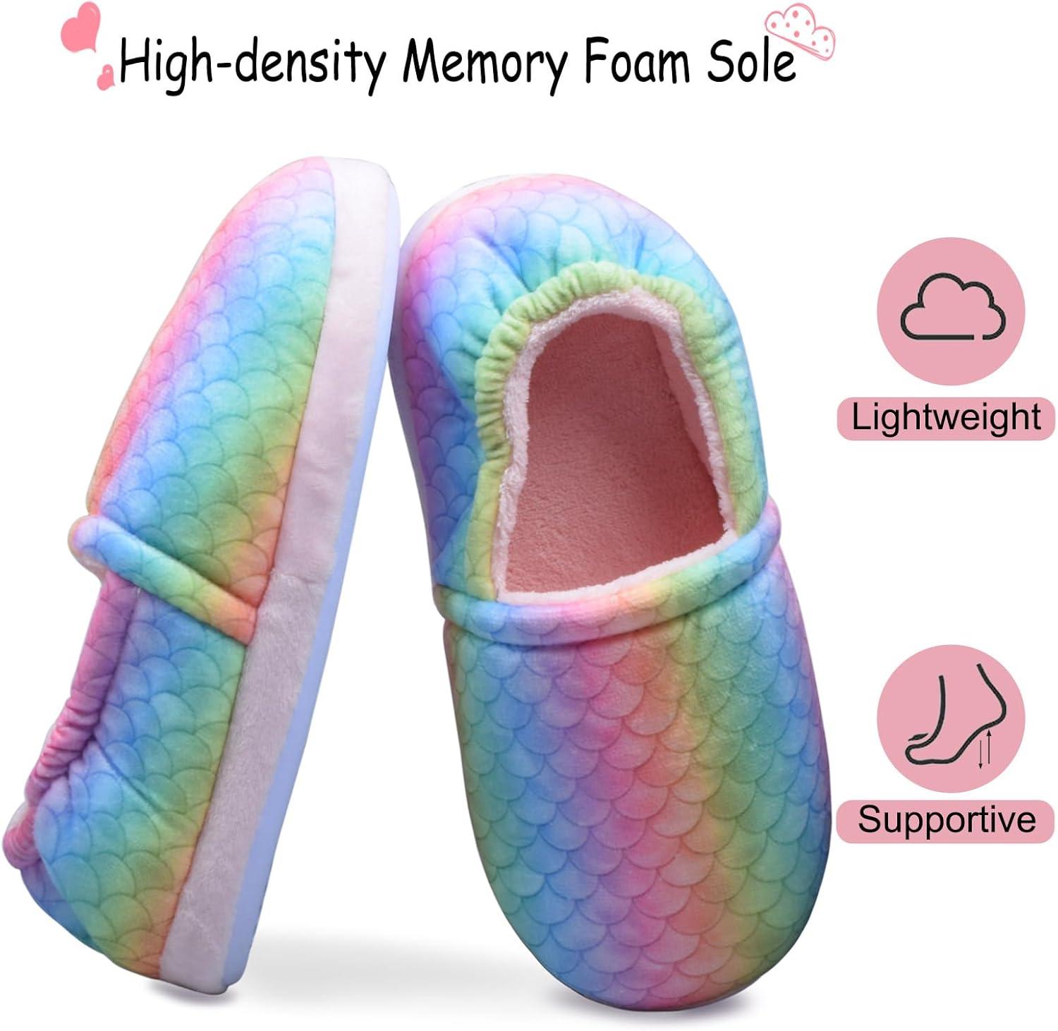 imageMei MACLEOD Mermaid Fluffy House Slippers Fuzzy Glitter Slipper Faux Fur Plush Slipper Slip On Slides Sandal for LittleBig GirlsPinkmeraid a