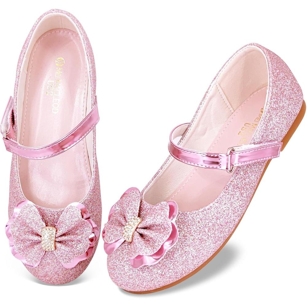 imageMei MACLEOD Girls Mary Jane Shoes Ballerina Shoes Princess Dress Shoes for Party WeddingBowknotpink