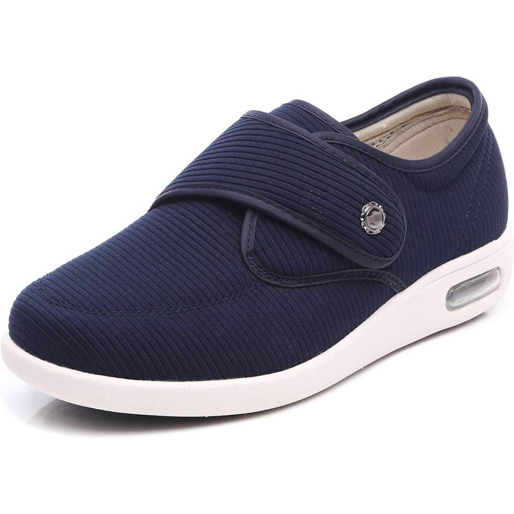 imageMei MACLEOD Womens Diabetic Shoes with Adjustable Strap Lightweight Wide Walking Shoes Edema Swollen Feet ShoesBlue