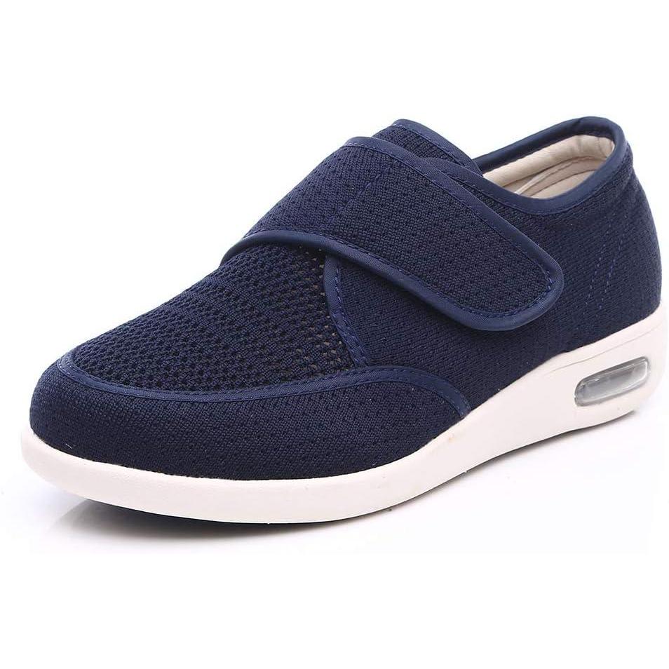 imageWomens Wide Width Walking Shoes Adjustable Strap Shoes for Elderly Mother Lightweight Plantar Fasciitis Athletic SneakerBlue