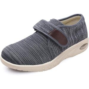 Mei MACLEOD Women’s Diabetic Shoes Extra Wide Edema Shoes Adjustable Strap Lightweight Walking Sneakers for Elderly Swollen Feet, Heel Pain Relief, Plantar Fasciitis(Knit Grey)