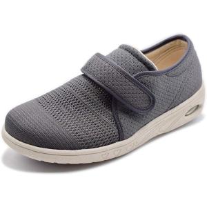 Mei MACLEOD Women’s Diabetic Shoes Extra Wide Edema Shoes Adjustable Strap Lightweight Walking Sneakers for Elderly Swollen Feet, Heel Pain Relief, Plantar Fasciitis(Grey Women)