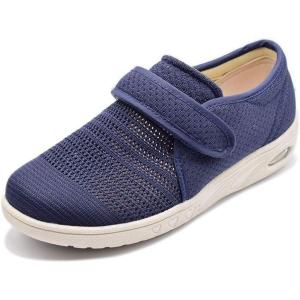 Mei MACLEOD Women’s Diabetic Shoes Extra Wide Edema Shoes Adjustable Strap Lightweight Walking Sneakers for Elderly Swollen Feet, Heel Pain Relief, Plantar Fasciitis(Blue Women)