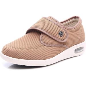 Mei MACLEOD Women’s Diabetic Shoes with Adjustable Strap Lightweight Wide Walking Shoes Edema Swollen Feet Shoes(Coffee)
