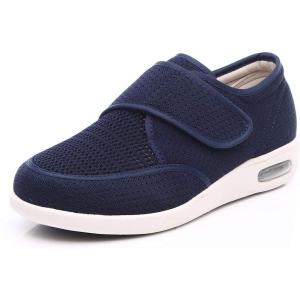 Women’s Wide Width Walking Shoes Adjustable Strap Shoes for Elderly Mother Lightweight Plantar Fasciitis Athletic Sneaker(Blue)