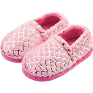 LseLom Girls Cute Slippers with Rubber Soles Kids House Slippers Indoor Outdoor Slippers for Toddlers Kids Memory Foam House Shoes for Little Girls(Pink)