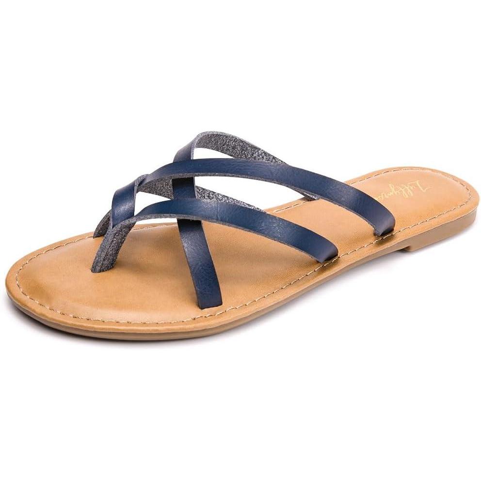 imageLuffymomo Womens Elastic Strap Flat Sandals Casual Summer Open Toe SandalNavy