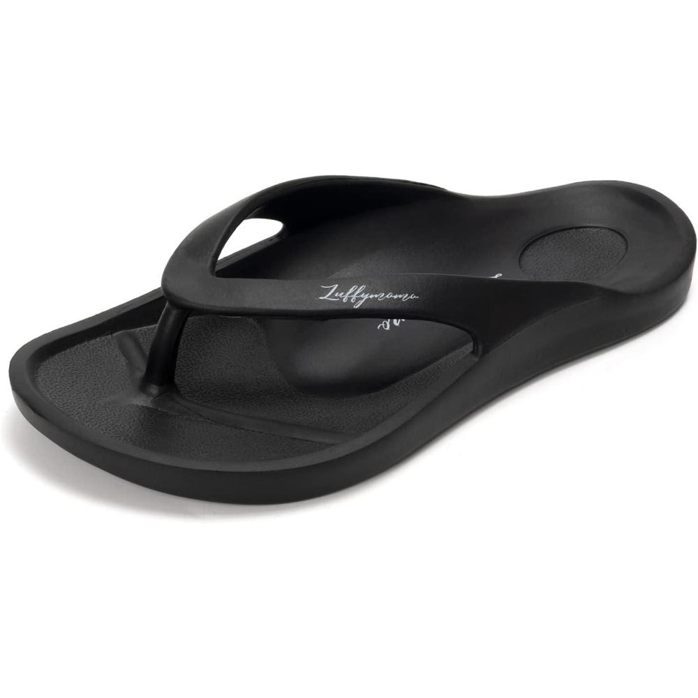 imageLuffymomo Womens Mens Flip Flops Sandals Slip on Sport Summer Beach ThongWomensblack