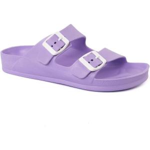 Luffymomo Adjustable Slip on Eva Double Buckle Slides Comfort Footbed Thong Sandals for Womens(Ltpurple-a)