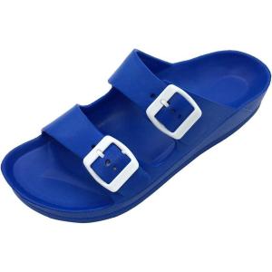 Luffymomo Adjustable Slip on Eva Double Buckle Slides Comfort Footbed Thong Sandals for Womens(Royal-a)