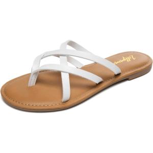 Luffymomo Women’s Elastic Strap Flat Sandals Casual Summer Open Toe Sandal(White)