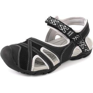 Luffymomo Womens Hiking Outdoor Sandals Sport Athtletic Beach Sandals with Closed Toe(Black)