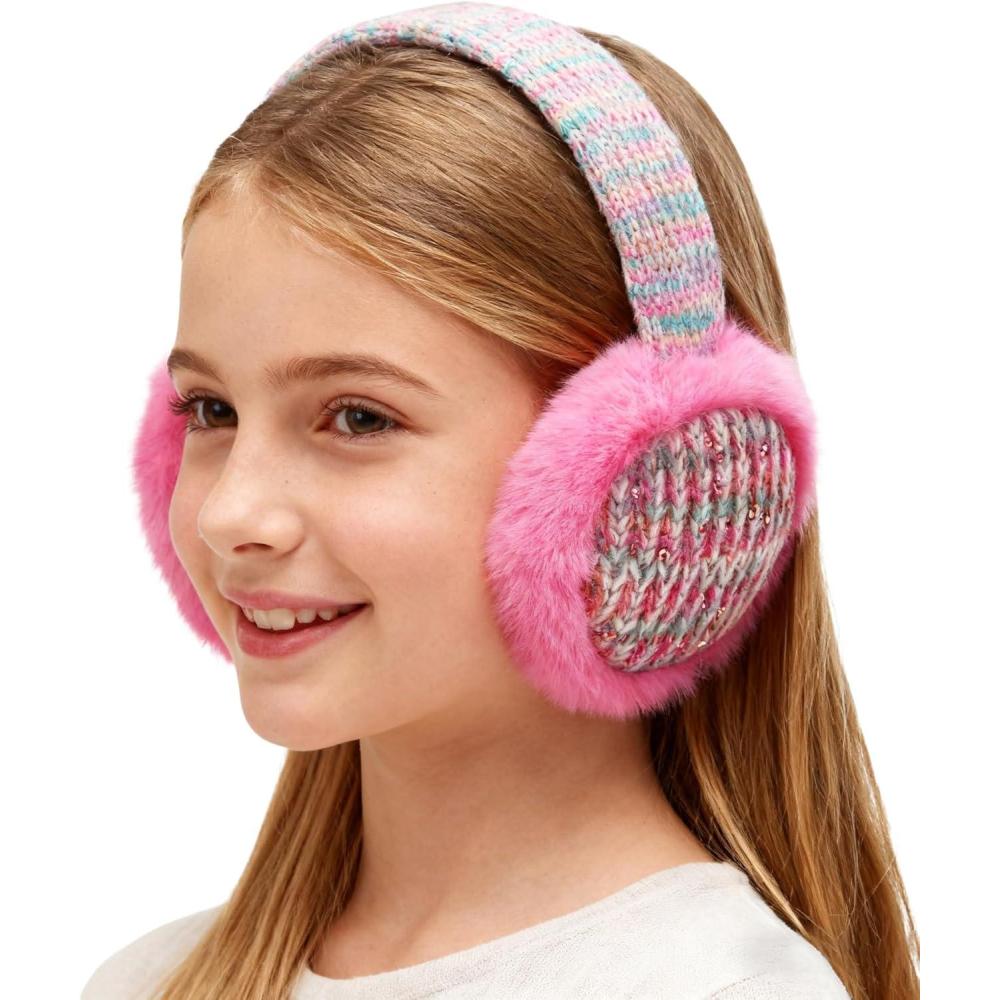 imageMei MACLEOD Girls Earmuffs Knit Winter Ear Muffs Gloves Set for Kids Boys Cold Weather Ear WarmerCpink Earmuff