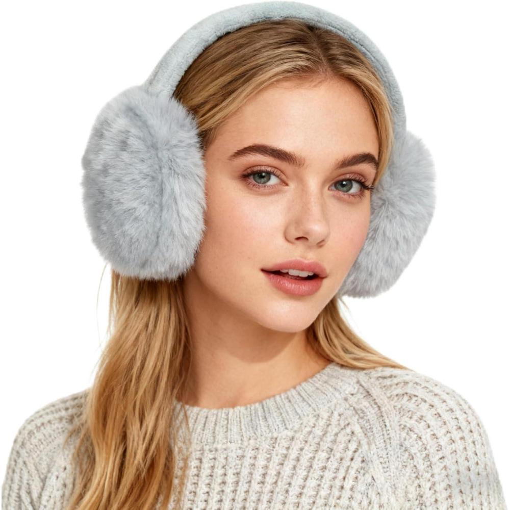 imageMei MACLEOD Girls Earmuffs Knit Winter Ear Muffs Gloves Set for Kids Boys Cold Weather Ear WarmerDgrey Earmuff