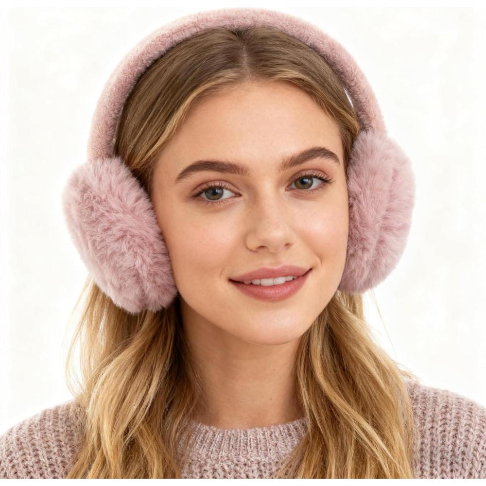 imageMei MACLEOD Girls Earmuffs Knit Winter Ear Muffs Gloves Set for Kids Boys Cold Weather Ear WarmerDshrimppink Earmuff