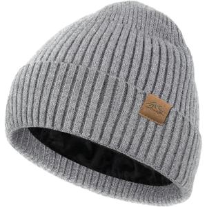 XXL Winter Beanie for Men Big Head, Cuffed Stocking Cap Coral Fleece Lined Warm Knit Beanies Hats(Dark Grey)