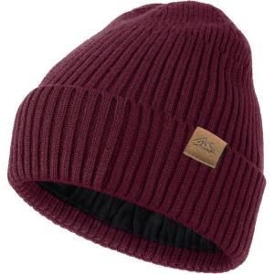 XXL Winter Beanie for Men Big Head, Cuffed Stocking Cap Coral Fleece Lined Warm Knit Beanies Hats(Wine Red)