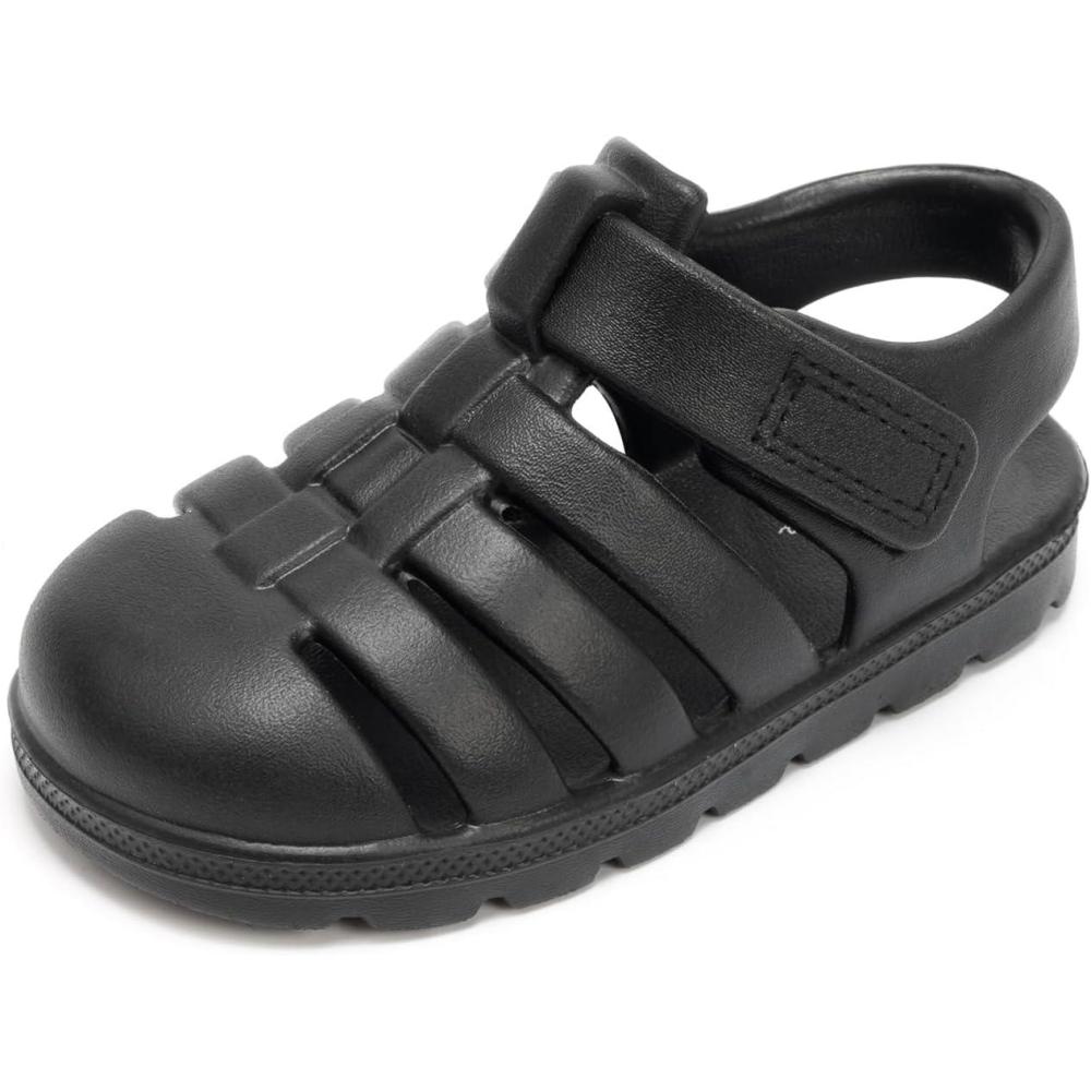 imageLuffymomo UnisexChild ClosedToe Sandals Summer Sport Lightweight Sandal EVA Outdoor Water Shoes for Boys and GirlsLittle KidToddlerBlack