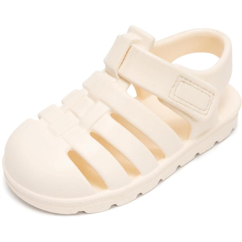 imageLuffymomo UnisexChild ClosedToe Sandals Summer Sport Lightweight Sandal EVA Outdoor Water Shoes for Boys and GirlsLittle KidToddlerMilk White