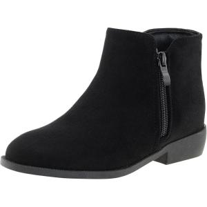 LseLom Girls Ankle Boots Low Heel Side Zipper Fall Winter Booties Outdoor Shoes for Little Kids/Big Kids(Black a)