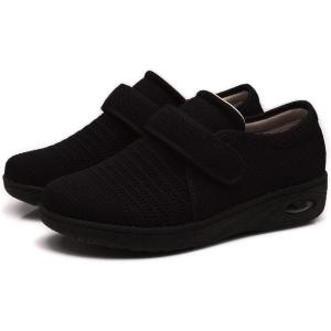 Mei MACLEOD Women’s Diabetic Shoes, Edema Shoes for Swollen Feet Wide Walking Shoes for Elderly Plantar Fasciitis(Black)